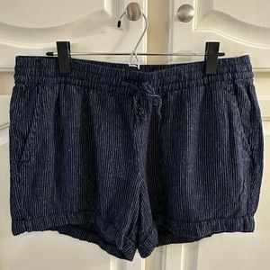 Old navy linen blend shorts navy/white stripes